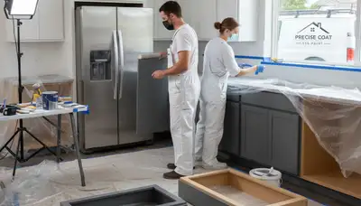 Professional cabinet painting in Lafayette, LA kitchen by expert house painters for lasting beauty