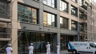 Professional commercial painters in Lafayette, LA applying durable exterior coatings for local businesses