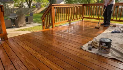 Professional deck staining in Lafayette, LA protecting wood with UV and moisture-resistant finish