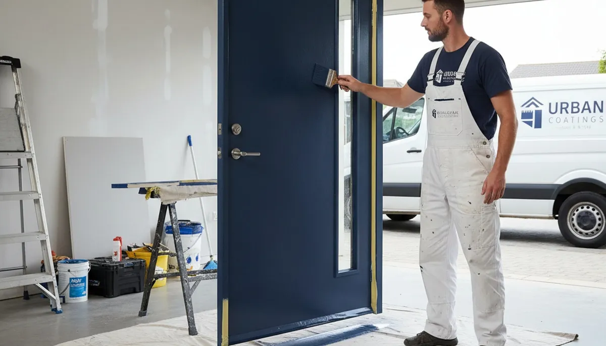 Professional door painting in Lafayette, LA restoring wood entry doors for lasting curb appeal
