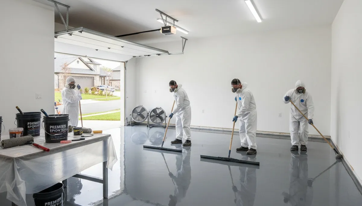 Professional epoxy garage floor coating in Lafayette, LA for durable, moisture-resistant finish