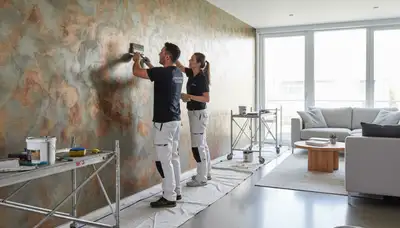 Faux painting finish on interior wall by expert painters in Lafayette, LA
