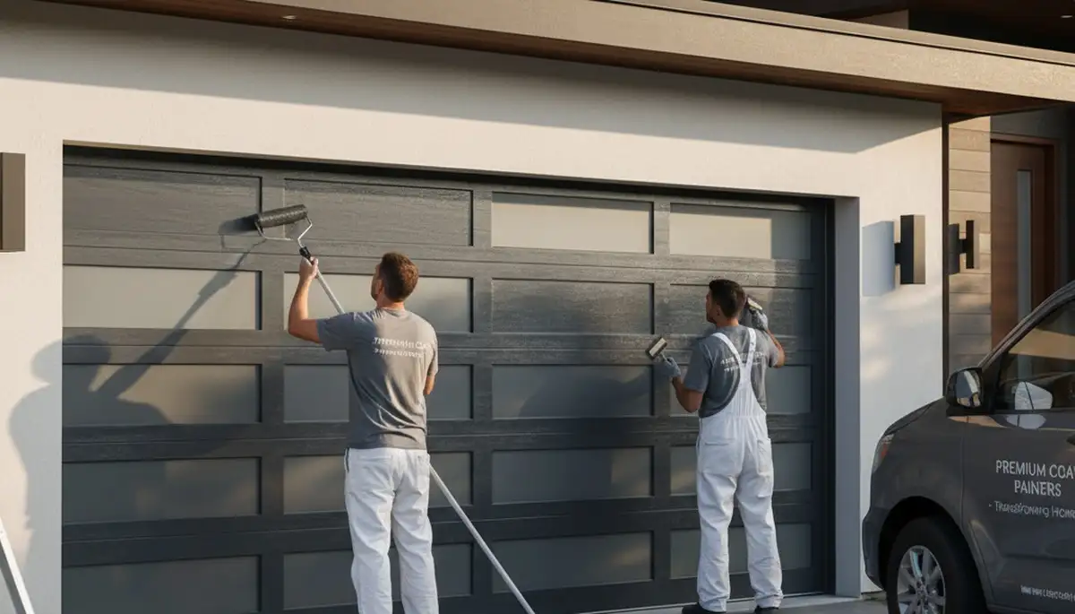 Professional garage door painting in Lafayette LA enhancing curb appeal and weather protection