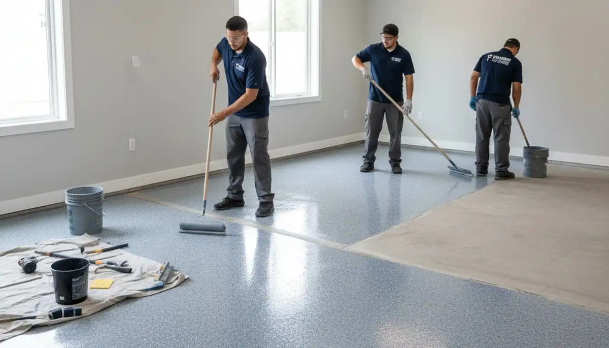 Professional garage floor epoxy coating in Lafayette, LA for durable, moisture-resistant finish