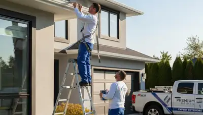 Professional gutter painting on a Lafayette LA home exterior by expert house painters
