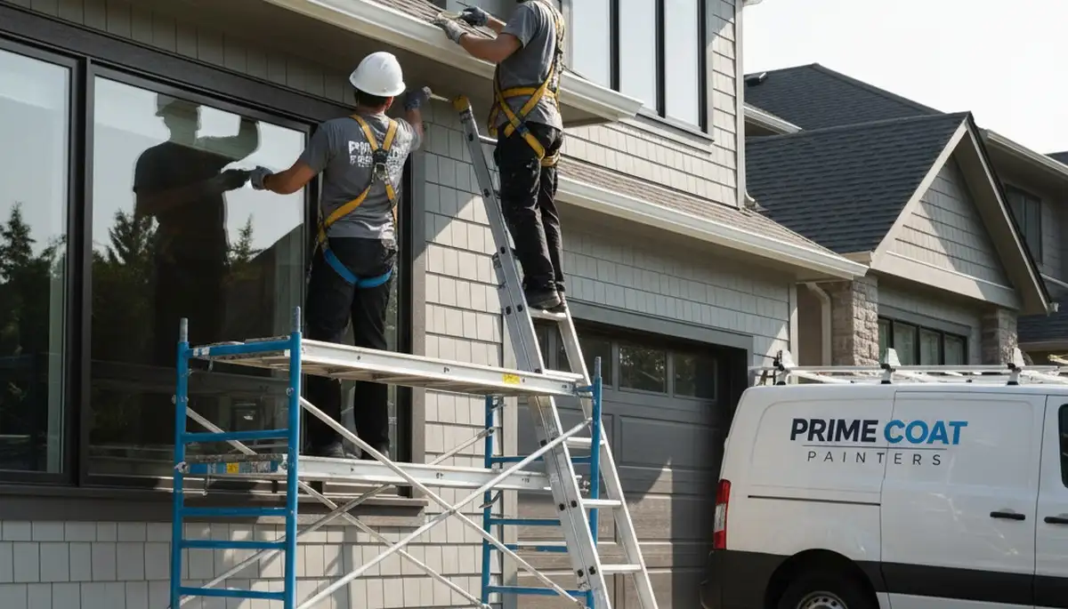 Professional gutter painting on a Lafayette, LA home by local exterior house painters