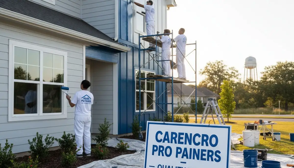 Professional house painters working on Lafayette LA home exterior repaint project