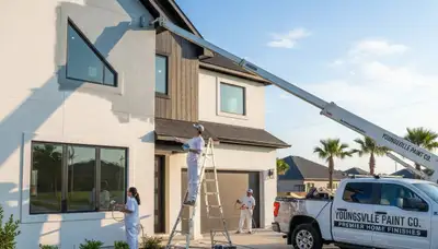 Professional house painters working on residential exterior in Lafayette, LA