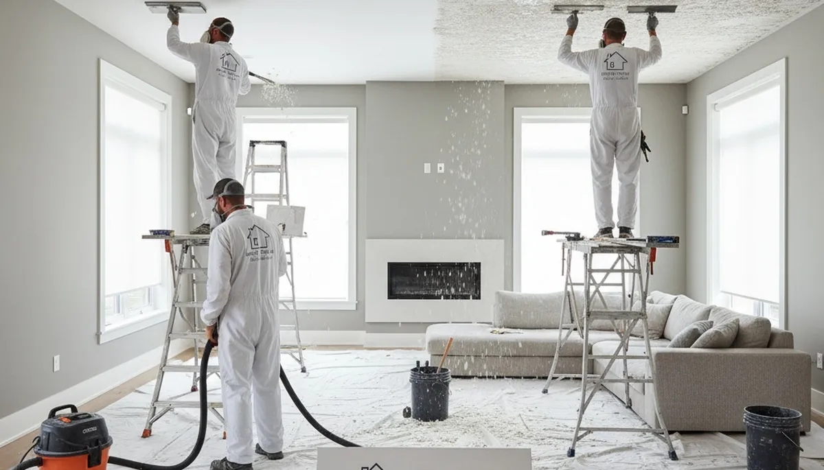 Professional popcorn ceiling removal and repainting in Lafayette, LA home interior