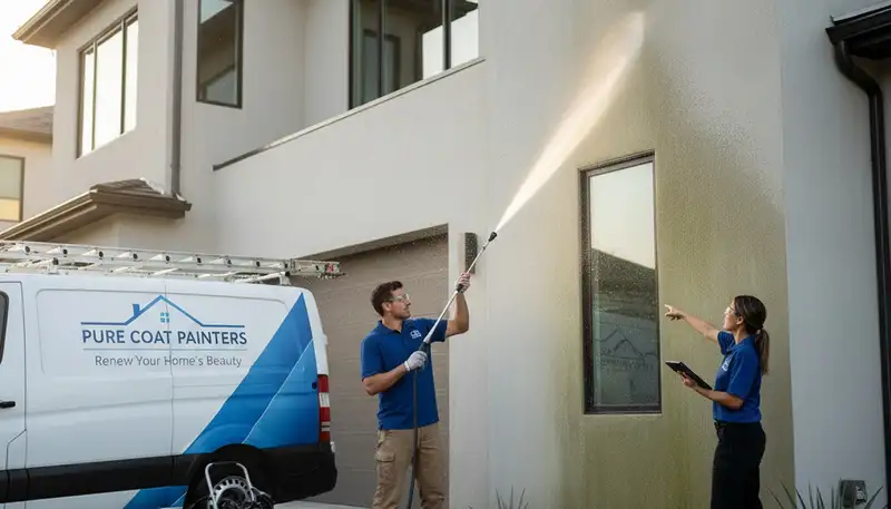 Professional pressure cleaning on Lafayette LA home exterior by expert house painters