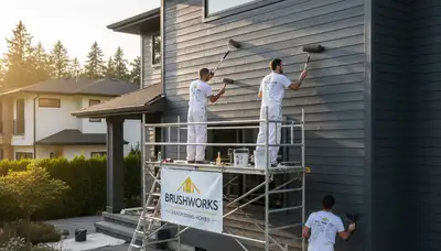 Professional siding painting on a Lafayette, LA home by expert local house painters