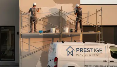 Professional stucco repair on Lafayette, LA home exterior by expert house painters