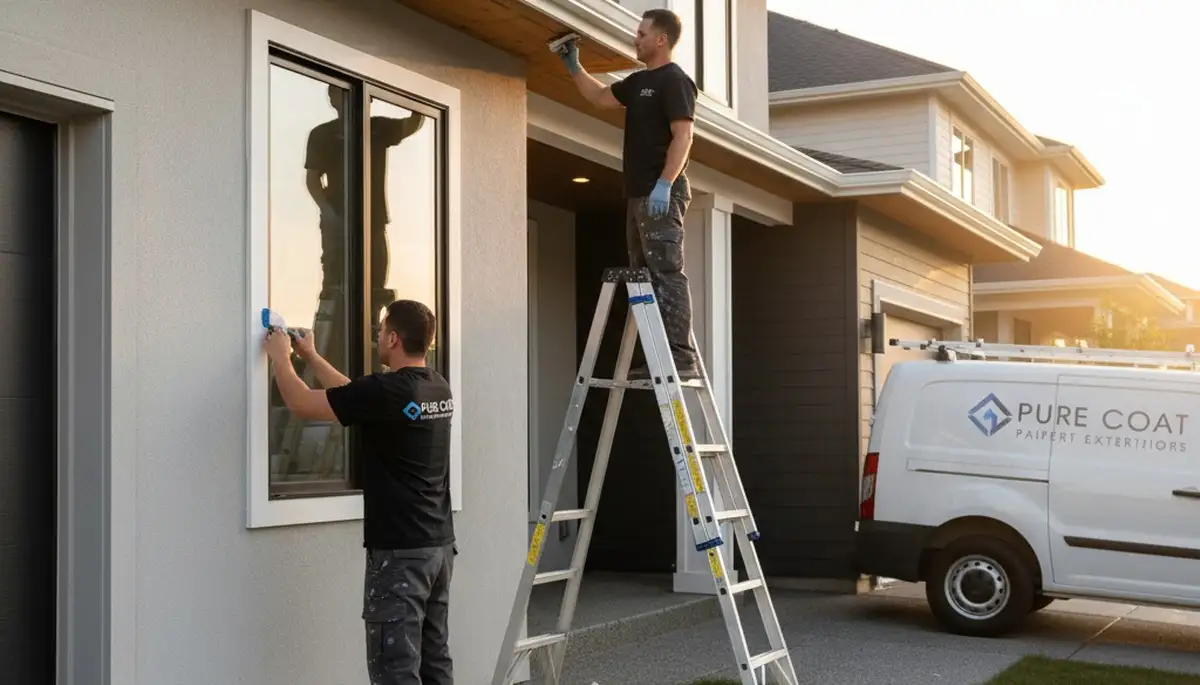 Professional trim and fascia painting on Lafayette, LA home by expert house painters