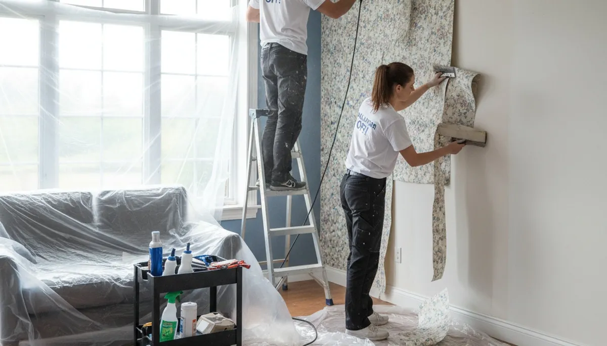 Professional wallpaper removal service in Lafayette, LA for smooth, freshly painted interior walls