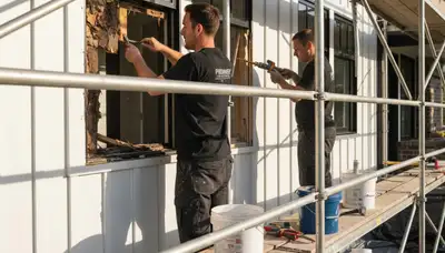 Professional wood rot repair on residential siding by expert painters in Lafayette, LA